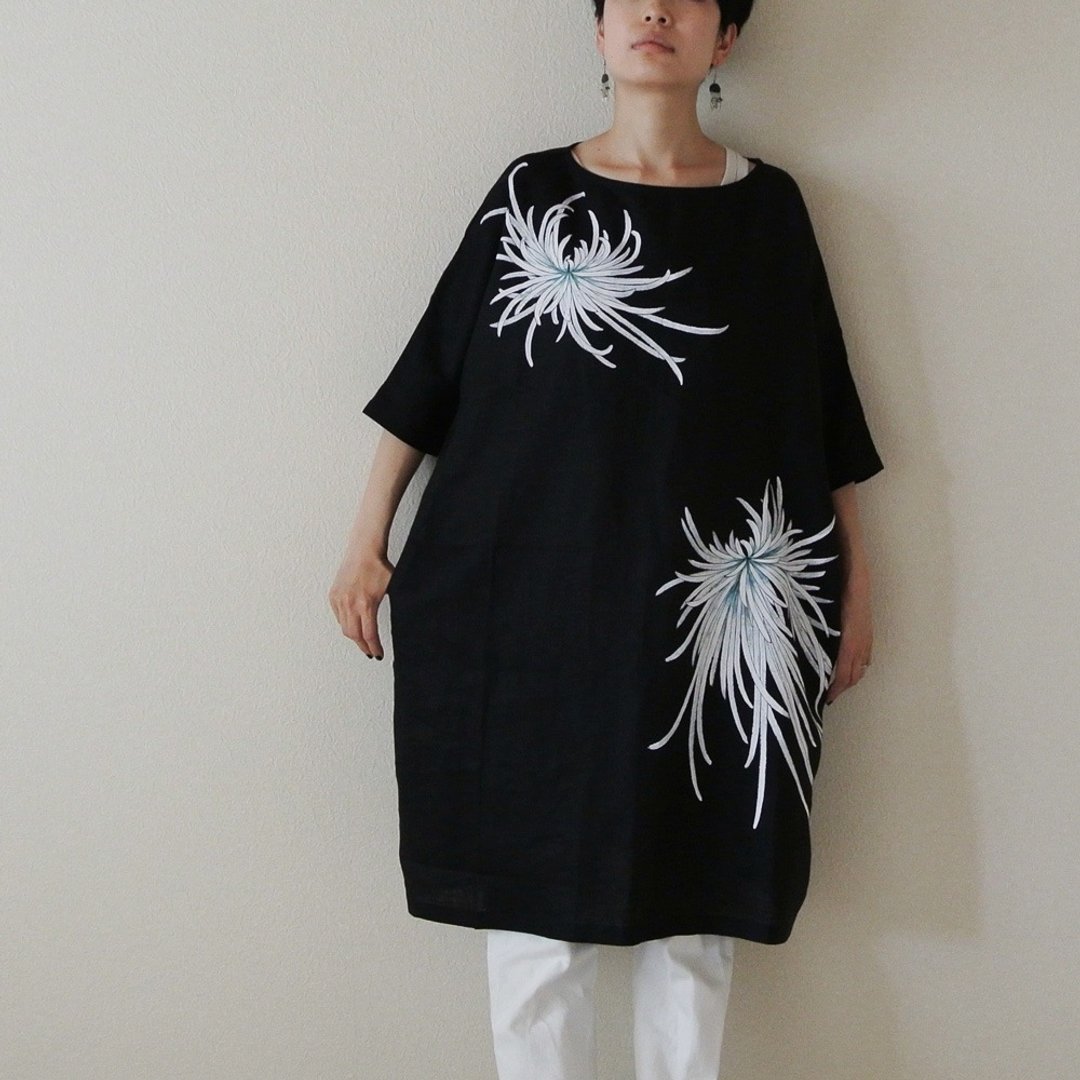One Piece Dress Black Rangiku - 洋装/连衣裙 - 棉 黑色
