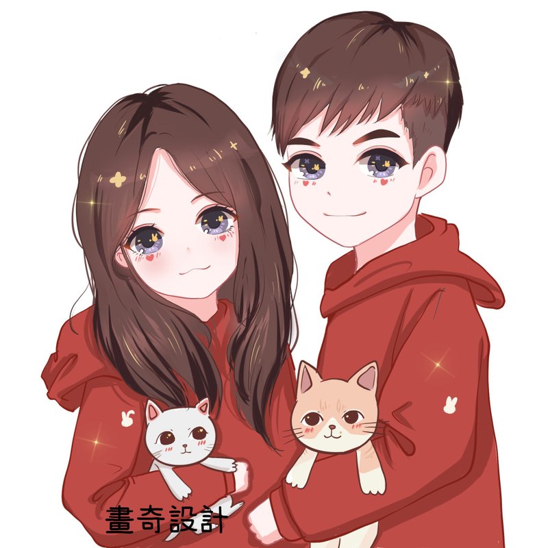 似颜绘 定制化 人像画 Q版人像 全家福 宠物 情侣 生日礼物 插画 - 订制画像 - 其他材质 