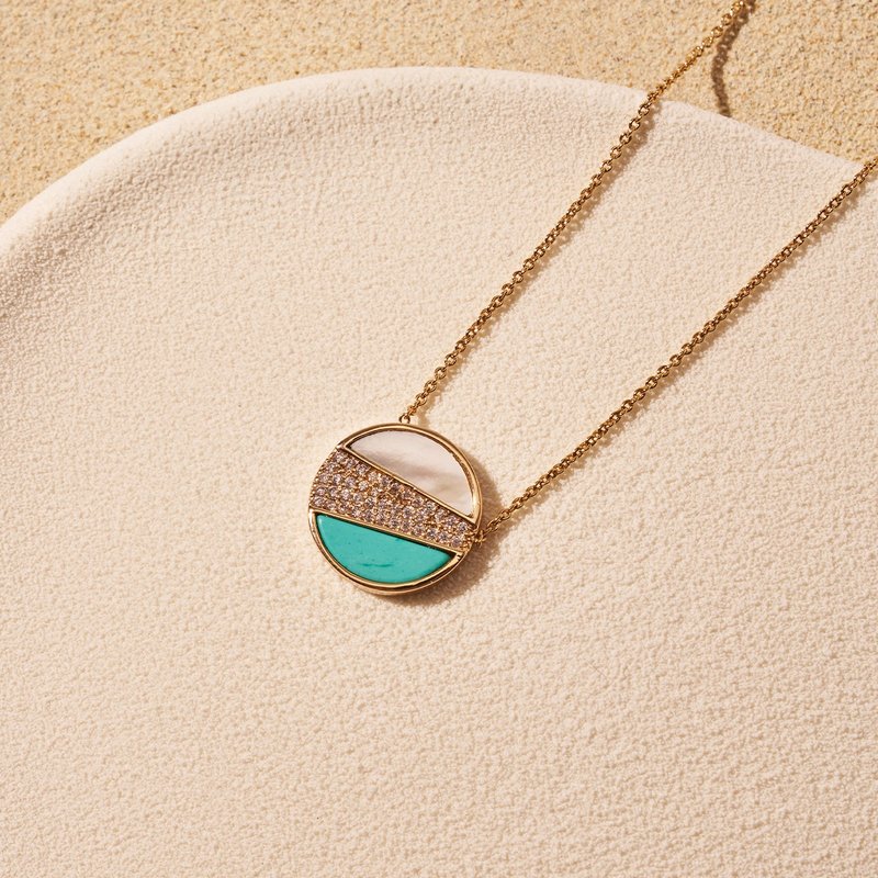 星河满钻双宝石项链 (绿松石) - 项链 - 宝石 蓝色