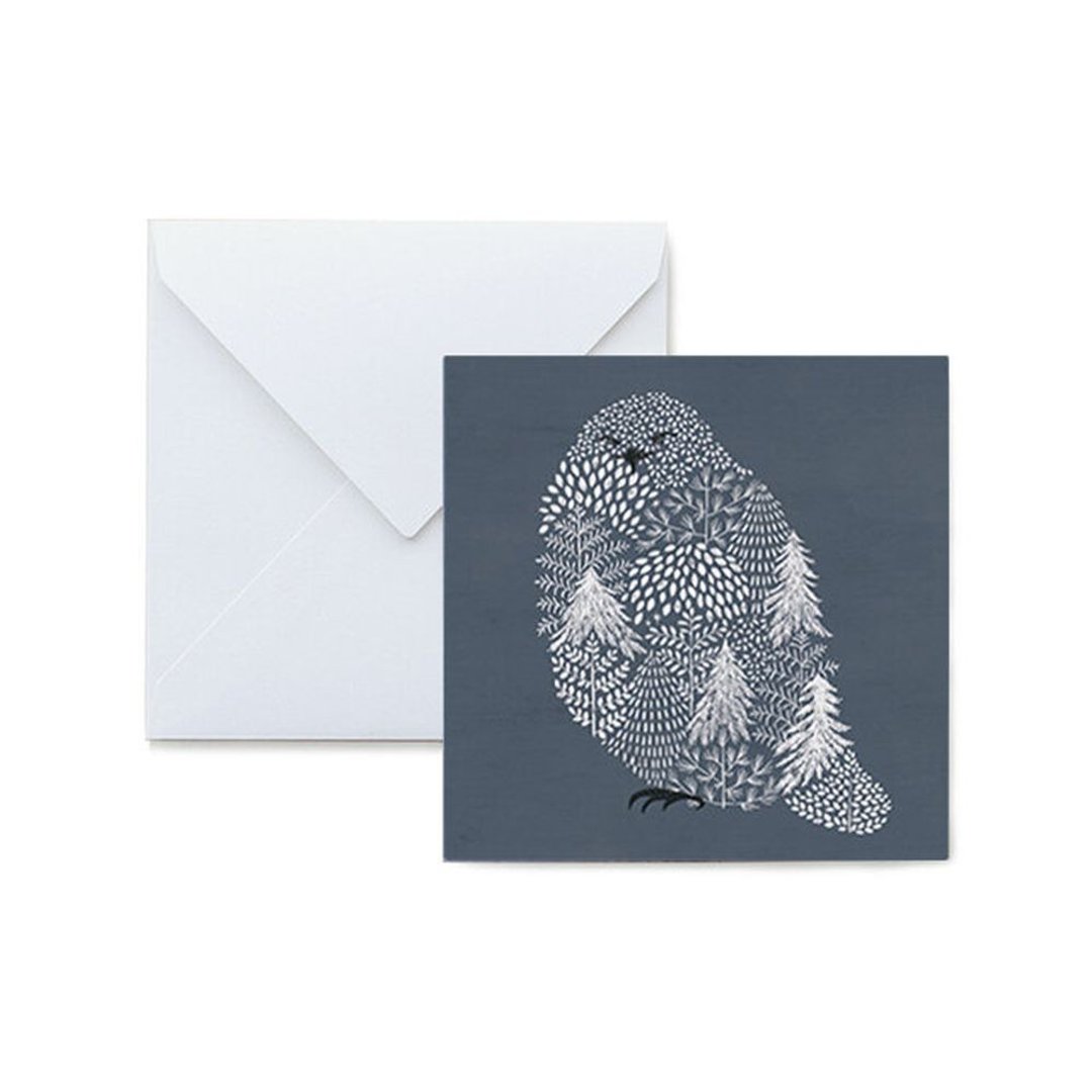 Fluffy message card Snow owl - 卡片/明信片 - 纸 蓝色