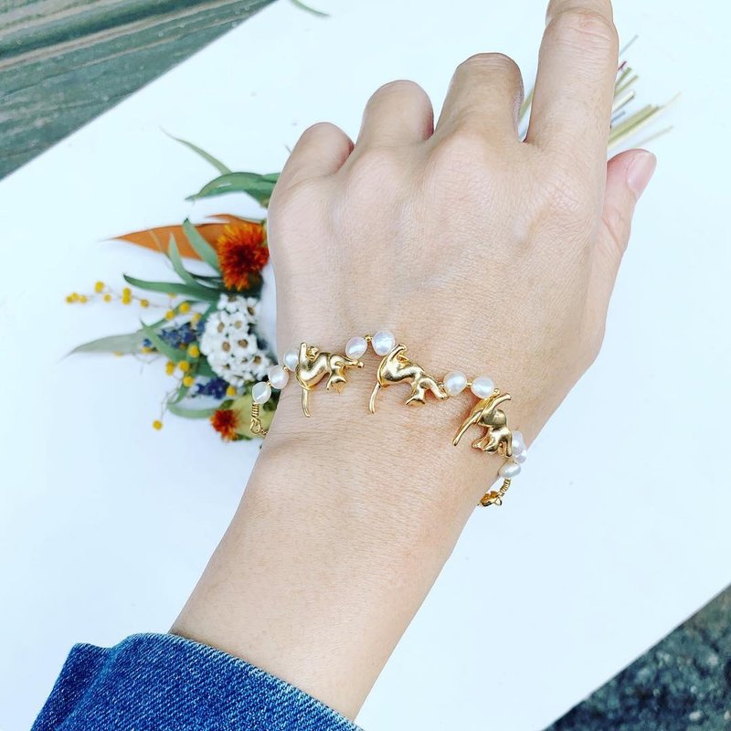 独家-猫咪造型天然不规则0.5厘米小珍珠项链_手项链双用设计款 - 手链/手环 - 珍珠 白色