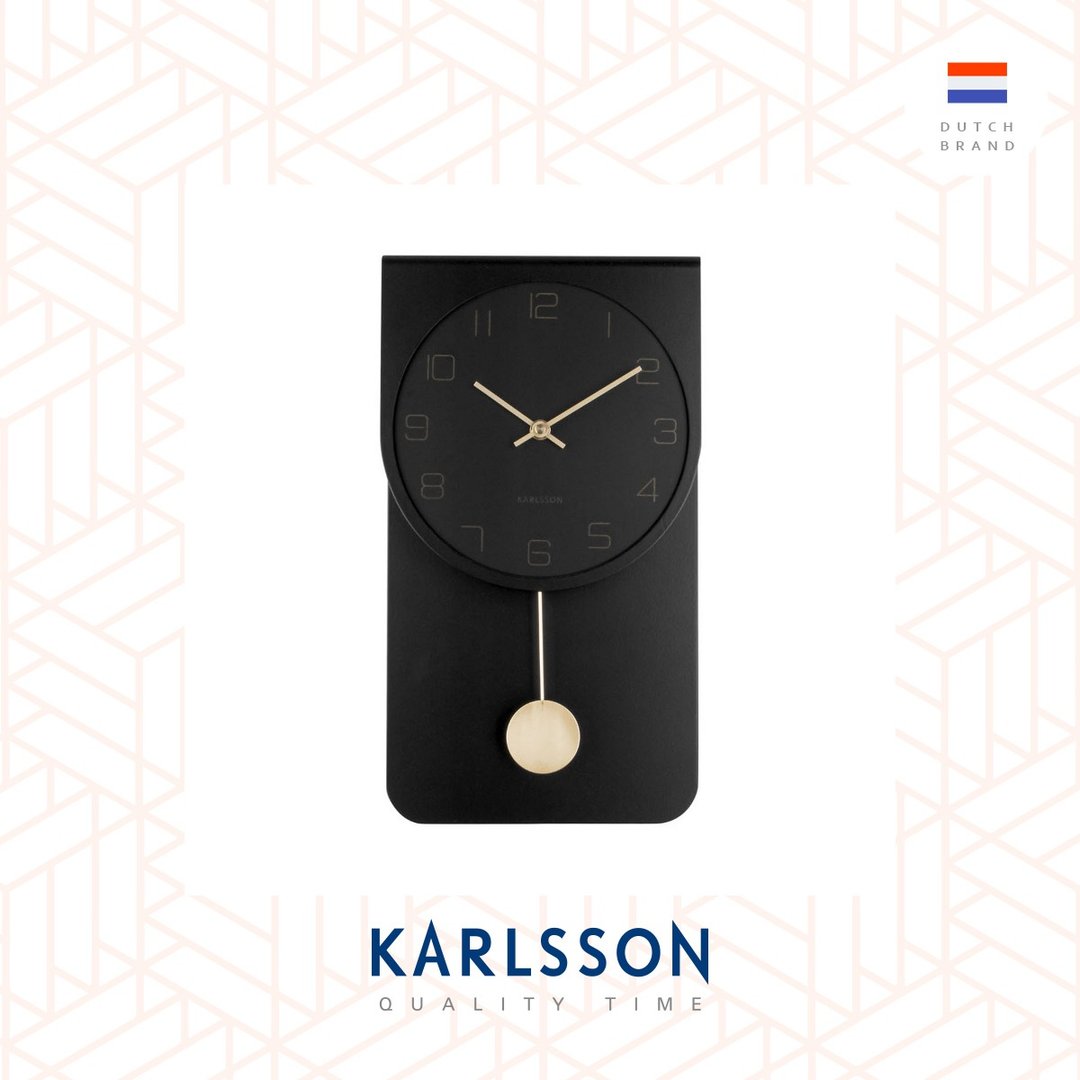 荷兰Karlsson, Casa系列黑色摇摆挂钟Wall clock Casa pendulum - 时钟/闹钟 - 木头 