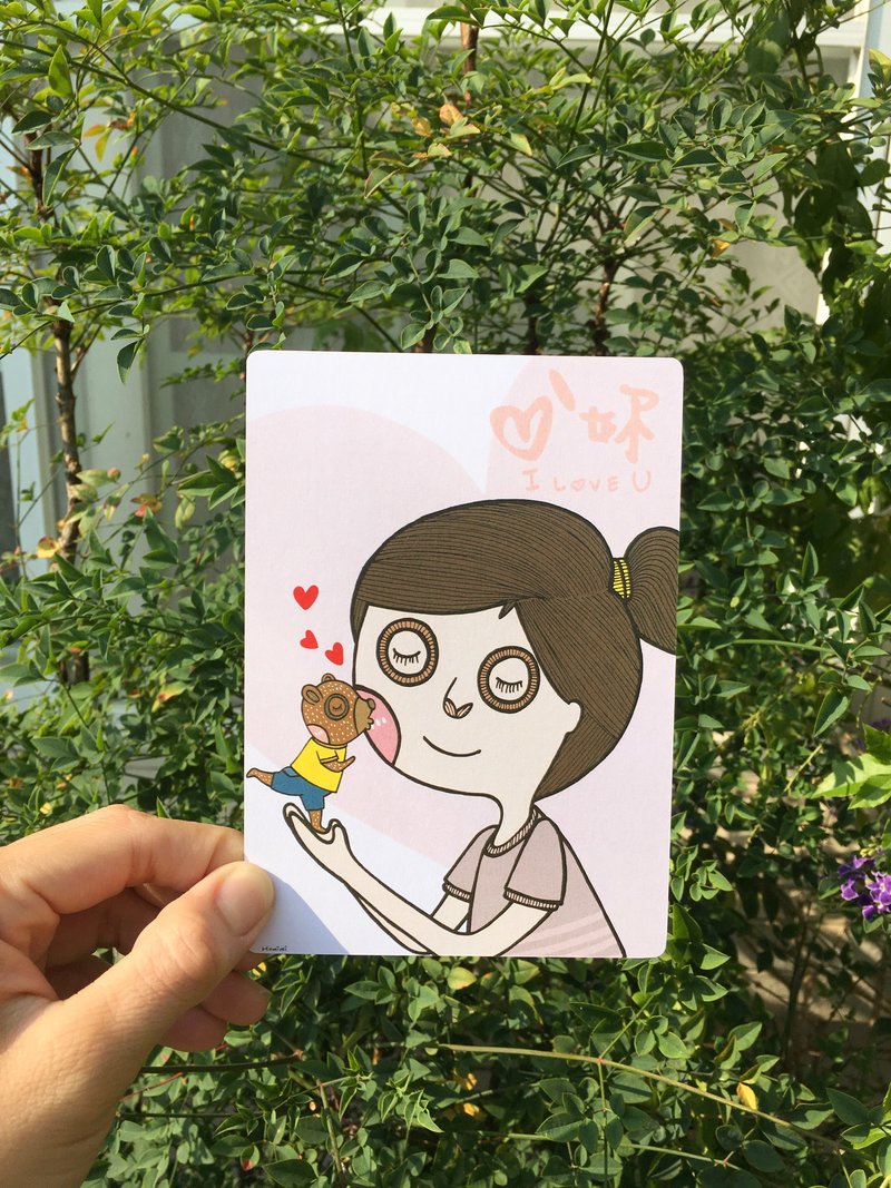 插画手写明信片- 妈  爱妳 - 卡片/明信片 - 纸 透明