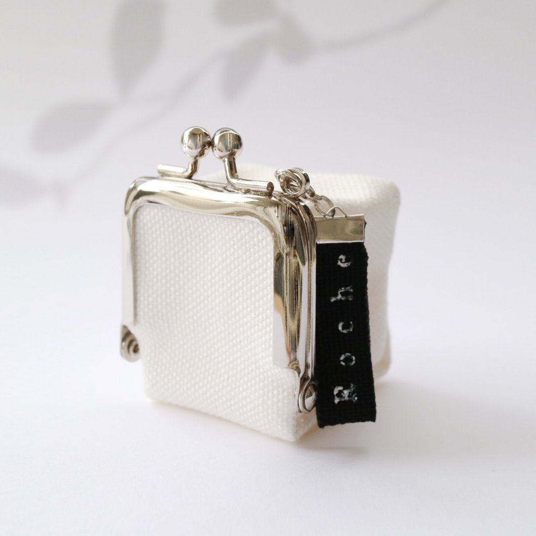 Mini Box / Ring Case with Canvas and Gamaguchi-White- - 吊饰 - 棉．麻 白色