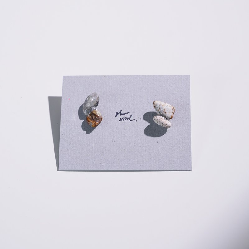 金继 耳环 ピアス / イヤリング | 银的海 no.397 - 耳环/耳夹 - 半宝石 卡其色