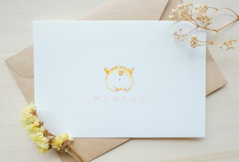 Noemo 100% 手绘卡片 万用卡－水彩制作“狗狗系列 柯基 ” - 卡片/明信片 - 纸 橘色