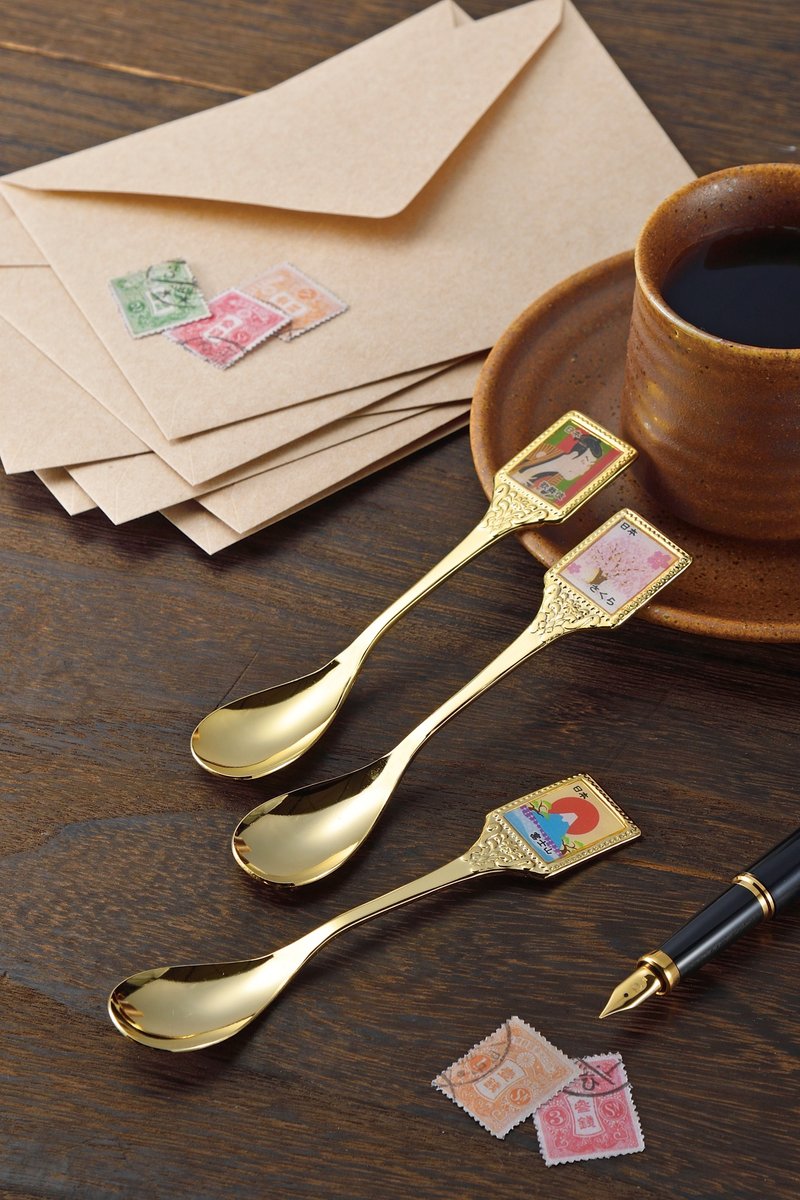 Stamp spoon - 餐刀/叉/匙组合 - 不锈钢 金色