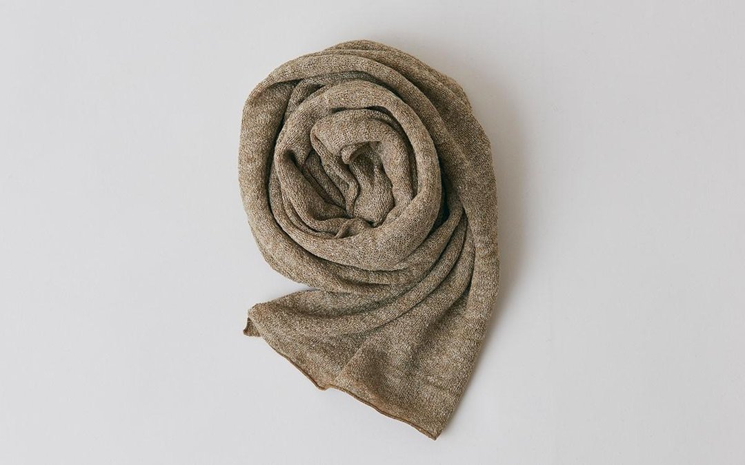 Linen Knit Stall Khaki Brown - 丝巾 - 棉 咖啡色