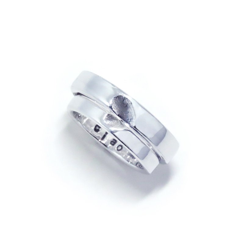 文化币金工手作课程 纯银戒指【相恋】爱心对半凹面戒指 - 金工/饰品 - 纯银 