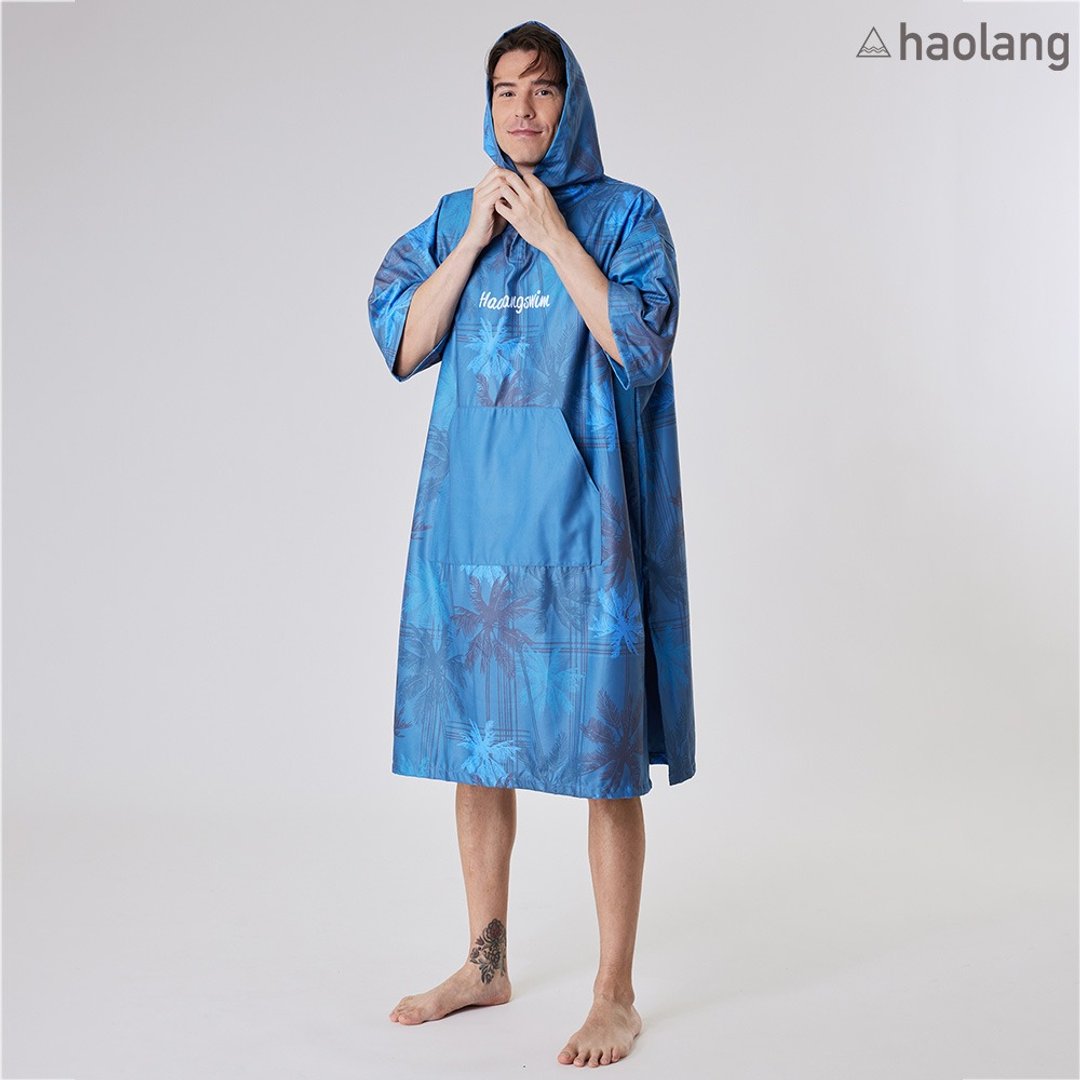 Haolang 仲夏蓝男款快干浴巾衣/纤维毛/速干 - 运动配件 - 聚酯纤维 