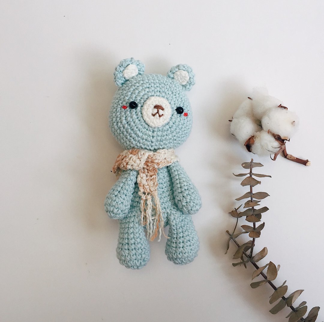 Crocheted Stuffed Toys - Blue Bear, amiguruimi, collection dream team. - 玩具/玩偶 - 棉 蓝色