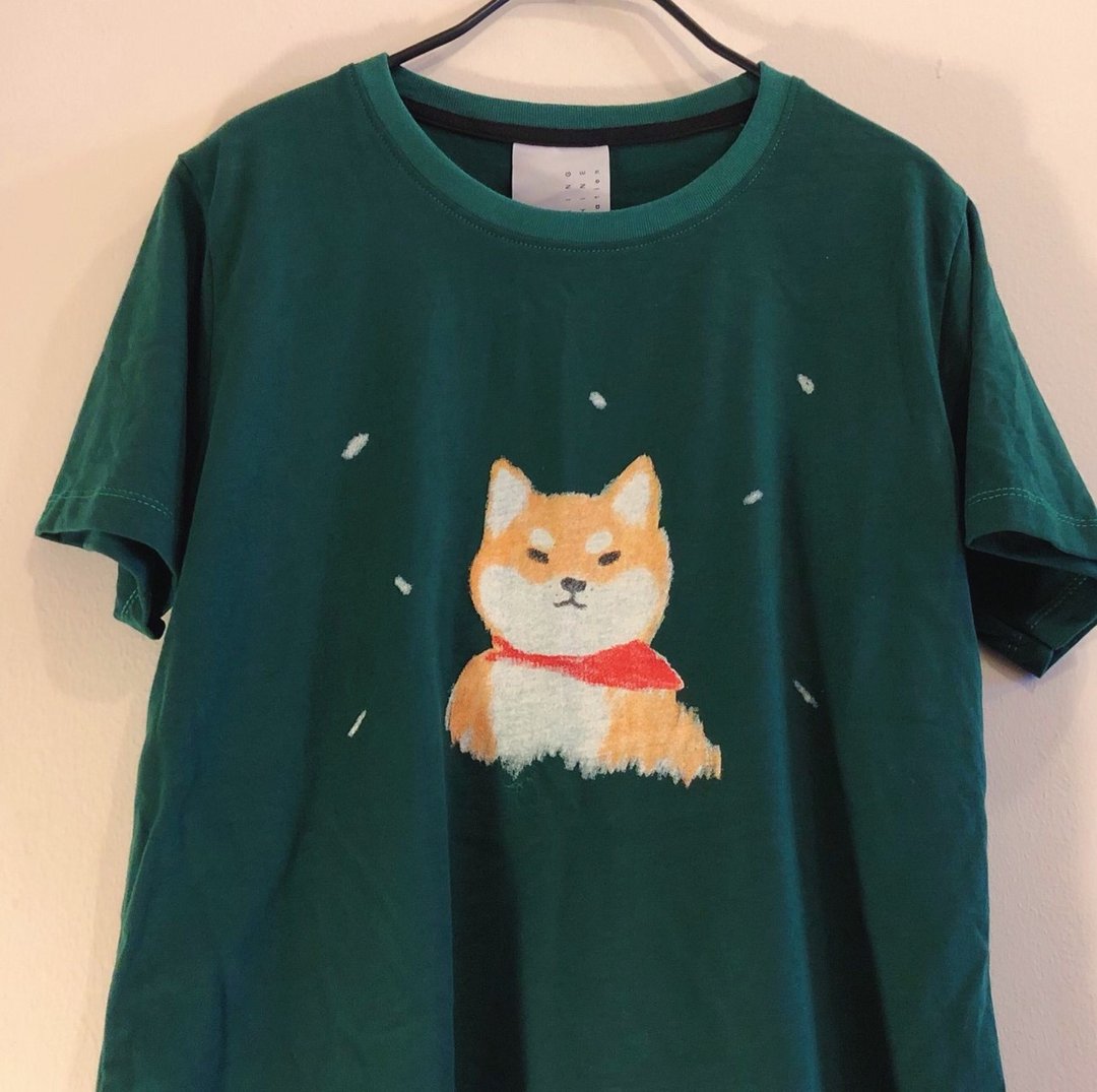 柴犬 / 上衣与 T-Shirt // 深绿色 - 女装 T 恤 - 棉 绿色