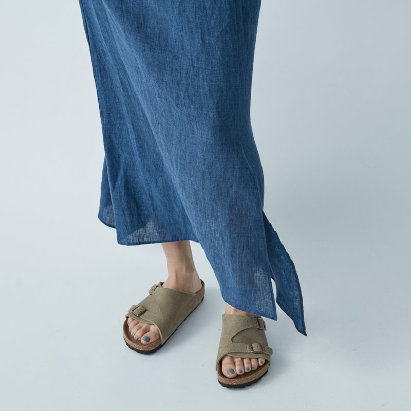 鱼尾长裙 - 矿蓝 - 裙子 - 棉．麻 蓝色