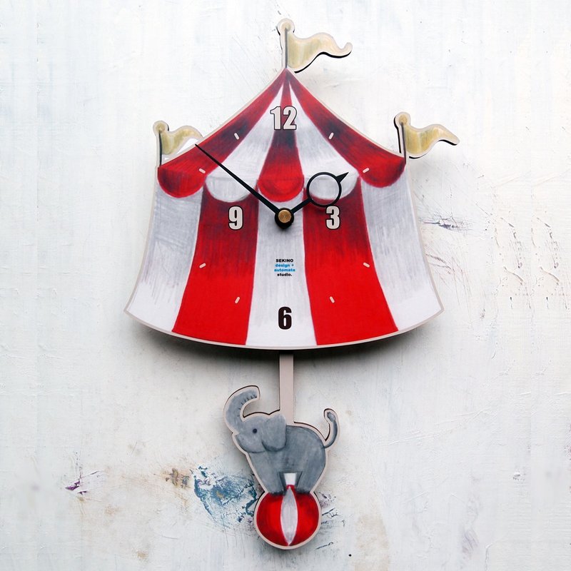 SE Circus & elephant - Pendulum clock - 时钟/闹钟 - 木头 