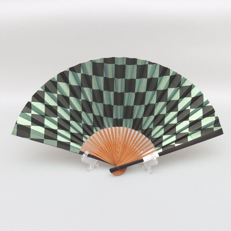 【褔利品-展示品微瑕疵】京都传统纹样系列扇子-市松(绿) - 扇子 - 其他材质 