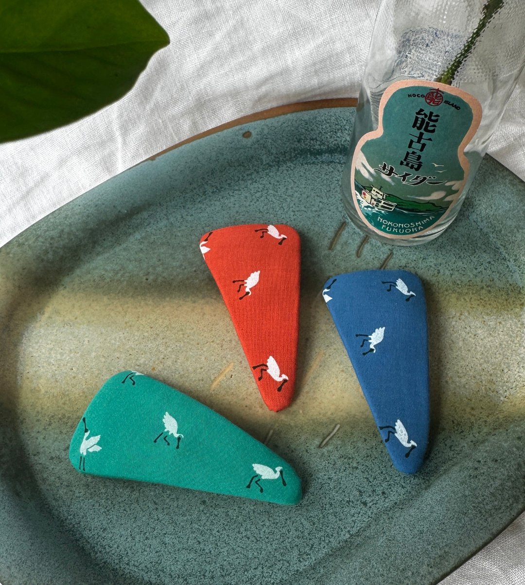 : 过路鸟 :  花布发夹 BB夹 包布手工发饰 台湾花布 礼物三件组 - 发饰 - 棉 多色
