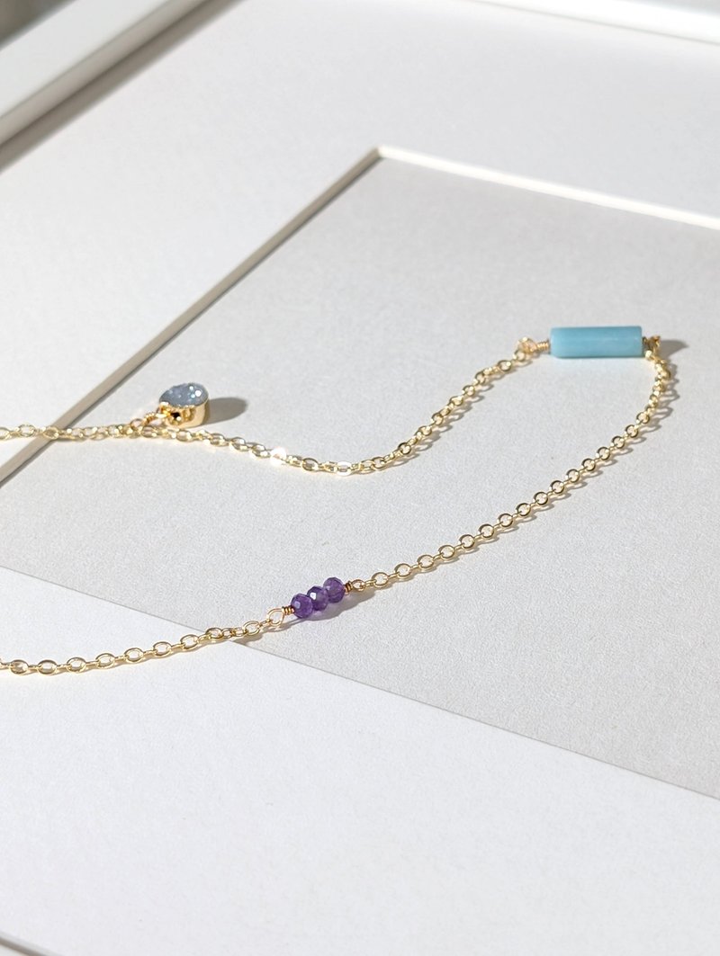 晨海微光 圆管项链 - 项链 - 半宝石 金色