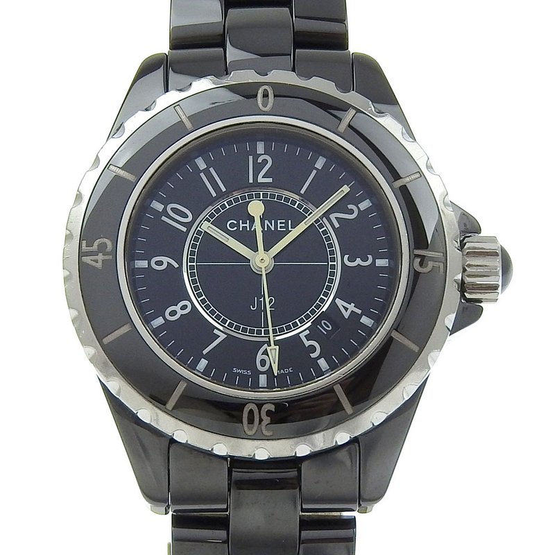[日本直邮] 香奈儿 CHANEL J12 33 毫米腕表 H1634 陶瓷石英模拟显示黑色表盘男士腕表 [二手] - 女表 - 陶 黑色