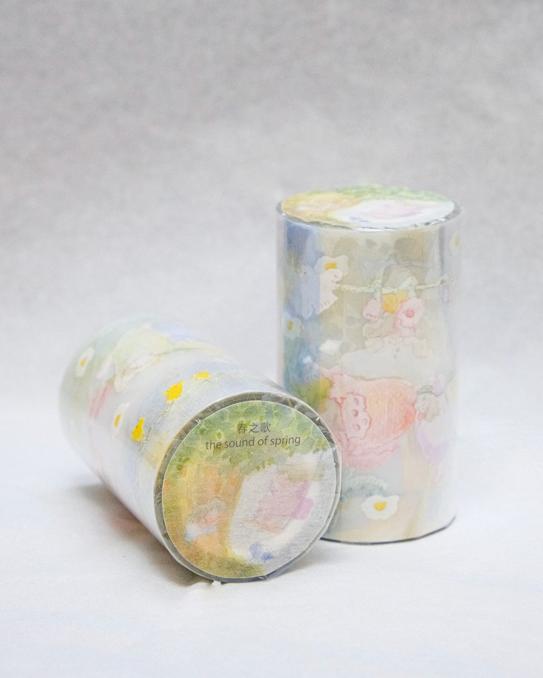春之歌 - PET纸胶带 带离型纸 | 可爱女生PET 贴纸 7cm x 5M - 纸胶带 - 纸 黄色