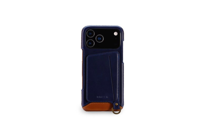iPhone 17 Pro Max 经典系列-磁吸站立卡袋手机皮套-海军蓝 - 手机壳/手机套 - 真皮 蓝色