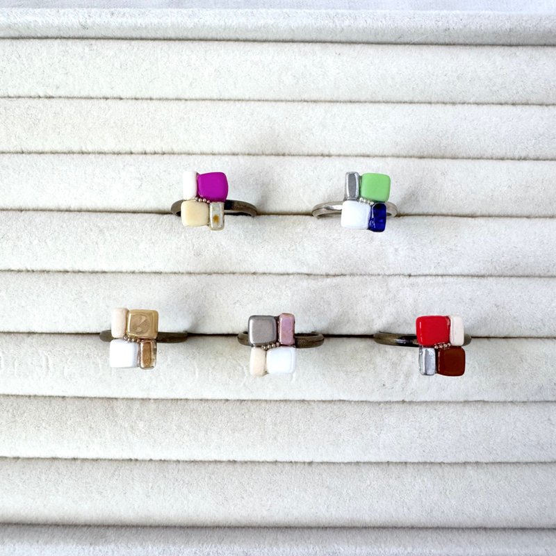 几何造型戒指 - 戒指 - 玻璃 多色