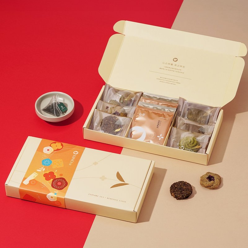 【职人手作】年节礼盒 | 浓茶系甜点 x 茶包 10/8入(伴手礼_附提袋) - 手工饼干 - 新鲜食材 多色