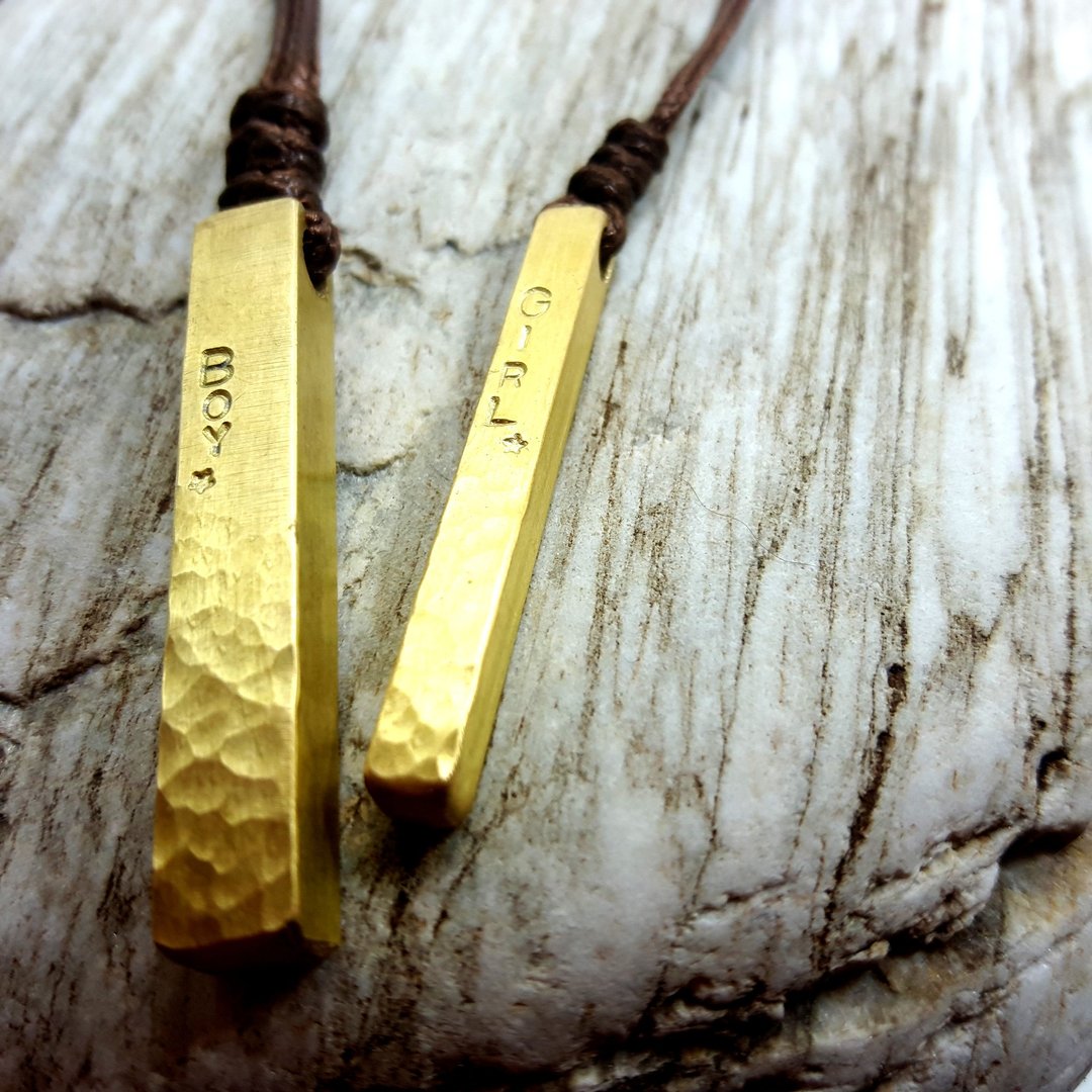 B9-1款(水波纹2件式组合)-纯黄铜项链-御匠专属定制敲饰-手工DIY - 项链 - 铜/黄铜 金色