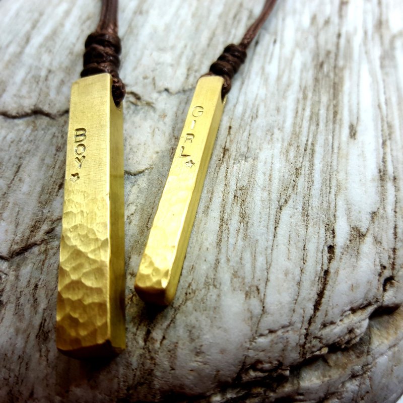 B9-1款(水波纹2件式组合)-纯黄铜项链-御匠专属定制敲饰-手工DIY - 项链 - 铜/黄铜 金色