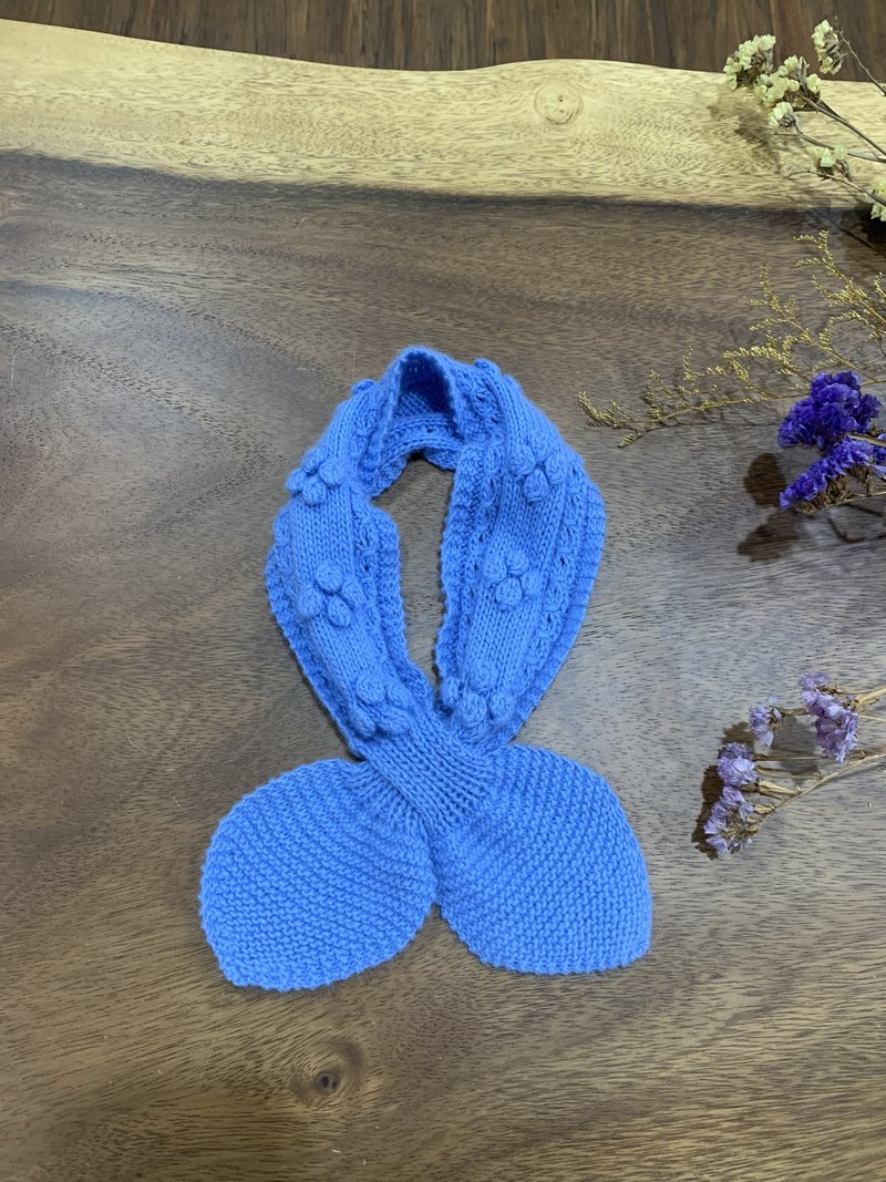 桃心围巾领巾。毛线领巾。围巾。手工编织。蓝色。 - 领结/领巾 - 羊毛 