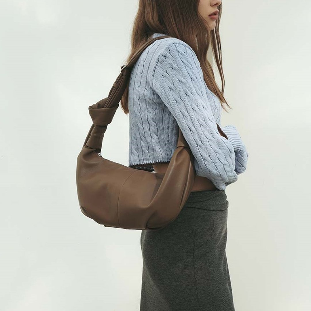 韓國製 MUR Shell Bag Vegan Leather 包包 (Ash Brown) - 侧背包/斜挎包 - 环保材料 