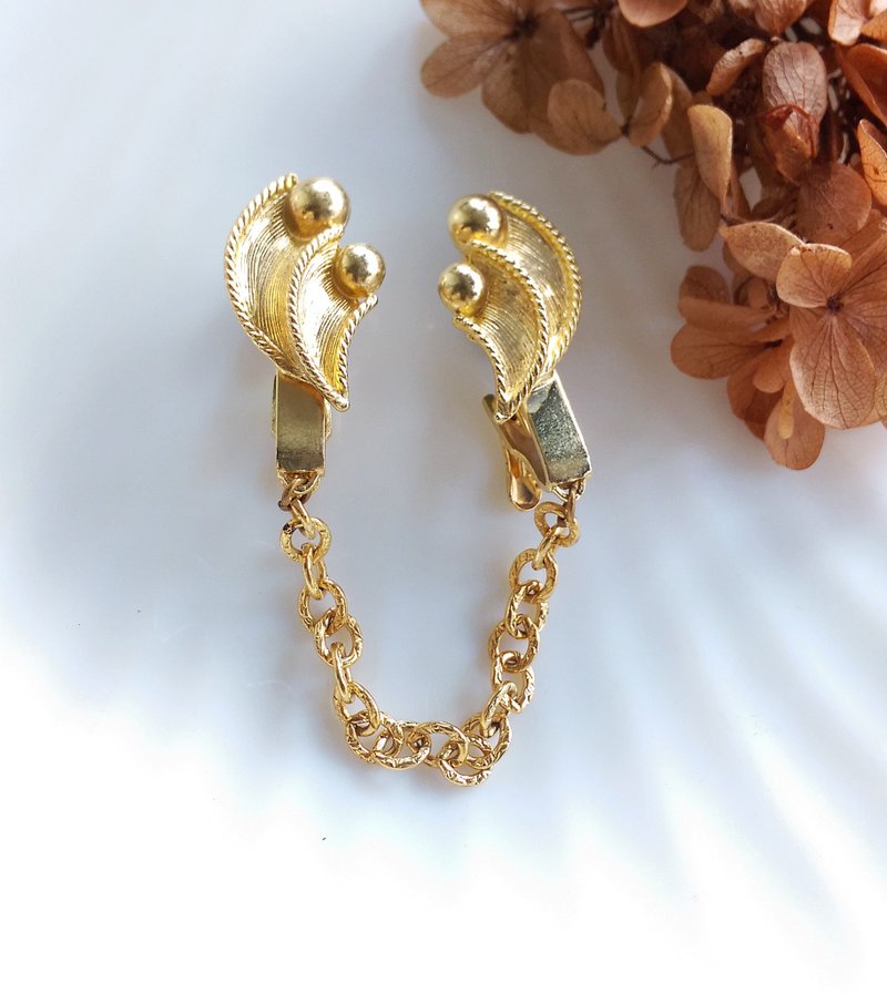 【西洋古董饰品】SWEATER CLIPS 金色调 对称 毛衣夹 老衣夹 - 其他 - 其他金属 金色