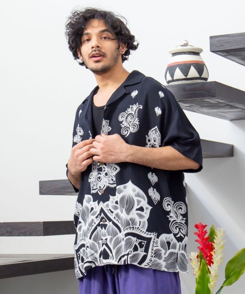 【热门预购】艺术感万象莲语缠绕莲花印花衬衫 (4色) IAC-5216 - 男装衬衫 - 其他材质 