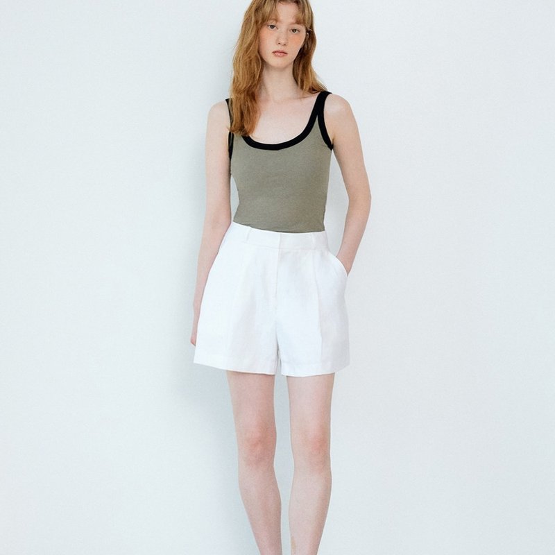 韩国姊妹情谊，基本款亚麻短裤 - 白色 - 女装短裤 - 棉．麻 白色