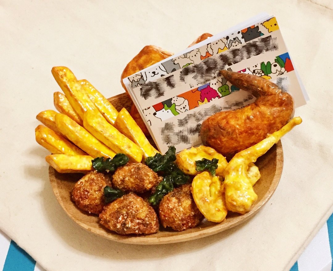 炸物拼盘名片/照片座(炸物可定制化)((满600随机送神秘小礼物)) - 文件夹/资料夹 - 粘土 多色