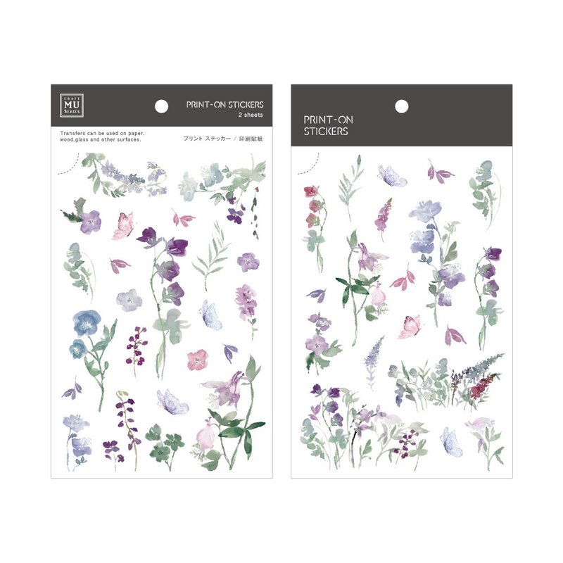 【Print-On Stickers 转印贴纸】no.157-月夕晨花 | 花草系列 - 贴纸 - 其他材质 紫色