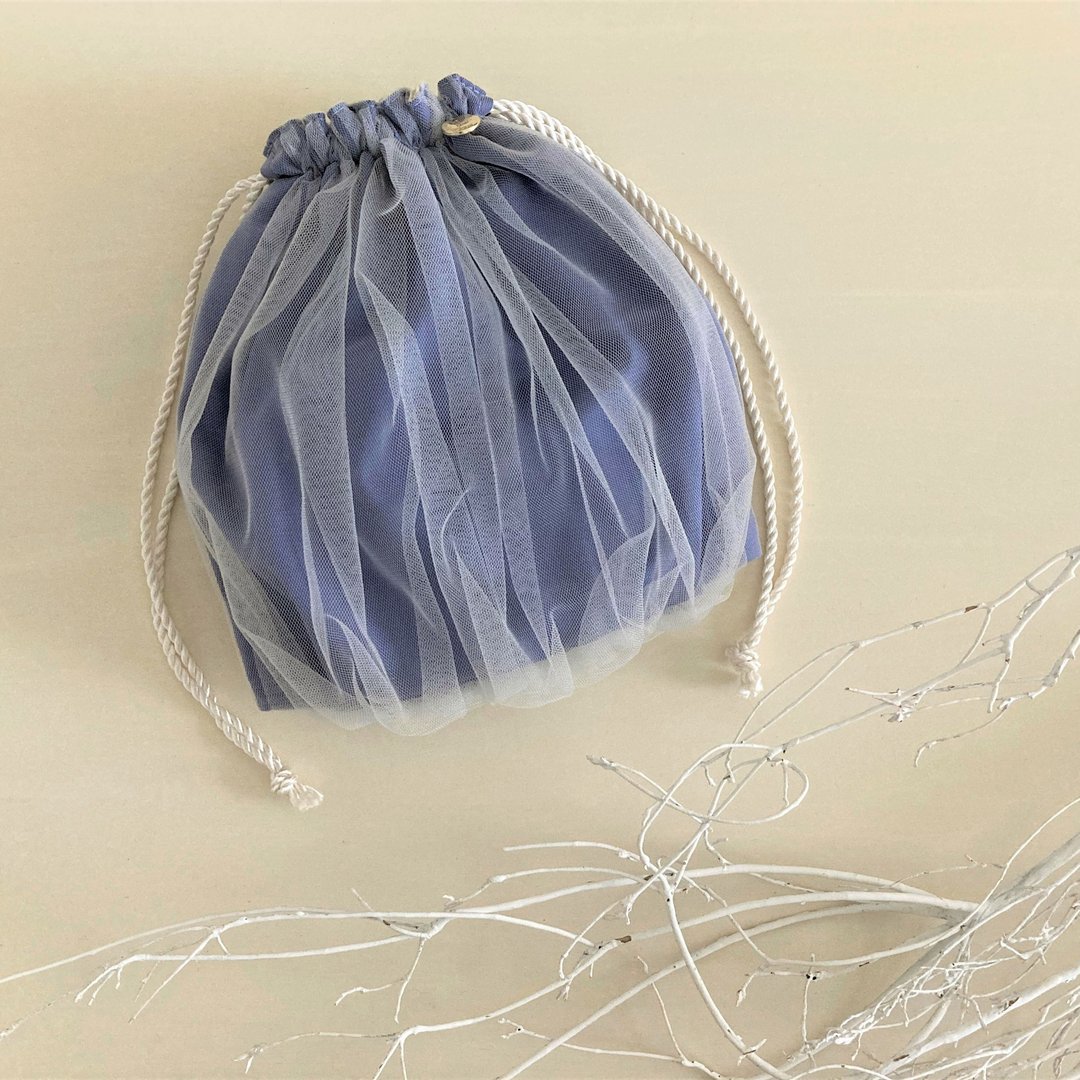 NEWOver Tulle Gather Purse Royal Purple - 化妆包/杂物包 - 棉 紫色