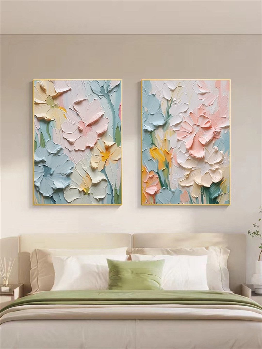 花语 手绘油画/抽象/原创商品/装饰画/挂画/客厅/走廊/沙发背景画 - 海报/装饰画/版画 - 亚麻 多色