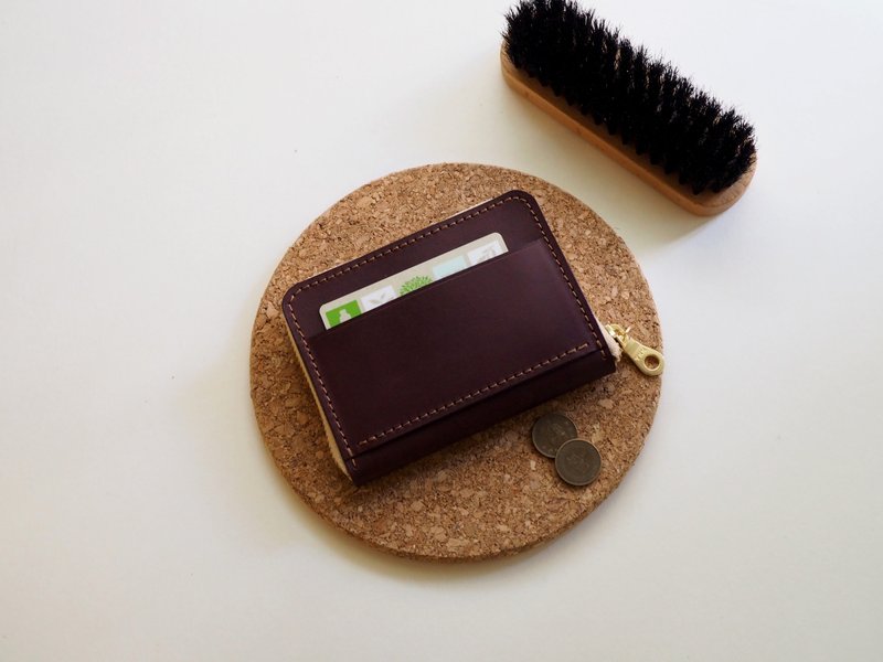 方形拉链零钱包 / 中夹 / 皮革/烙印 - 零钱包 - 真皮 