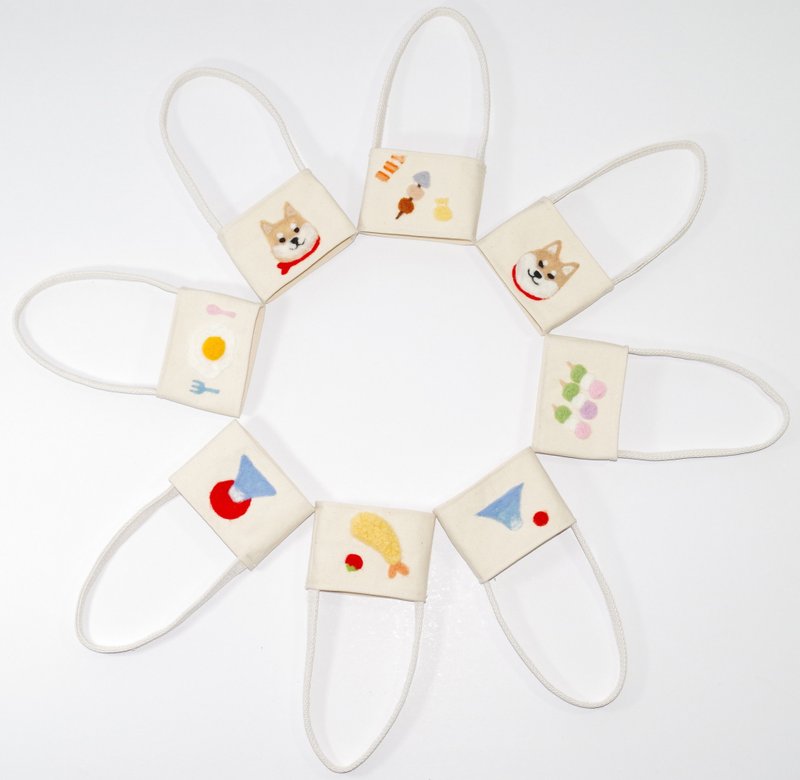 羊毛毡刺绣 环保杯袋 杯套/富士山/柴犬/兔子/荷包蛋/炸虾/团子 - 随行杯提袋/水壶袋 - 羊毛 多色