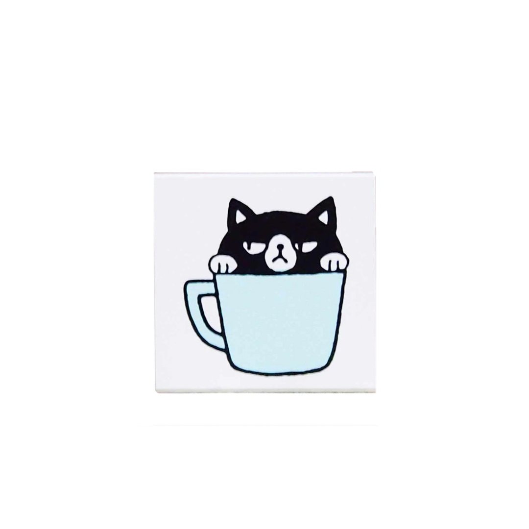 【KODOMO NO KAO】森林系职人 木印章 茶杯黑猫空白 - 插画/绘画/写字 - 木头 