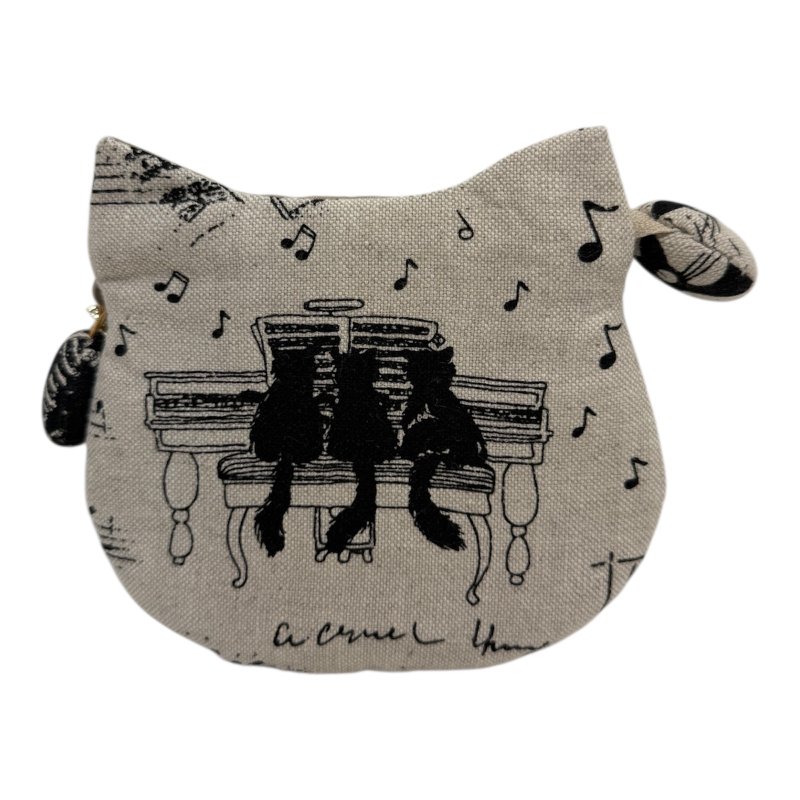 就爱猫-猫咪三格零钱包 - 零钱包 - 棉．麻 