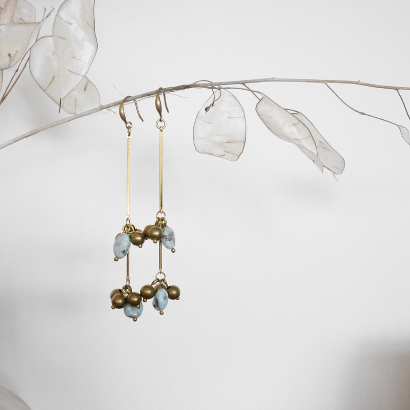 耳环 ピアス / イヤリング  | 串系列 海纹石 - 耳环/耳夹 - 半宝石 蓝色