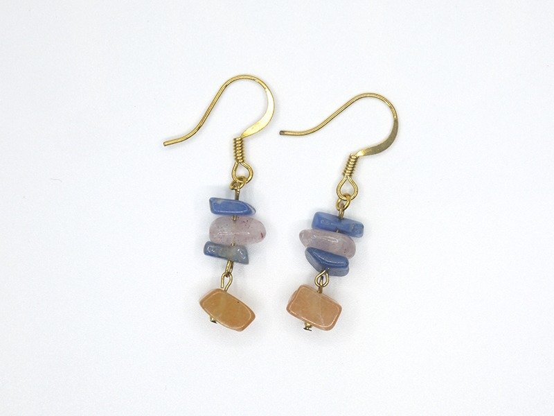 热带鱼 蓝玉 橘东菱玉 草莓晶耳环 耳夹 - 耳环/耳夹 - 宝石 