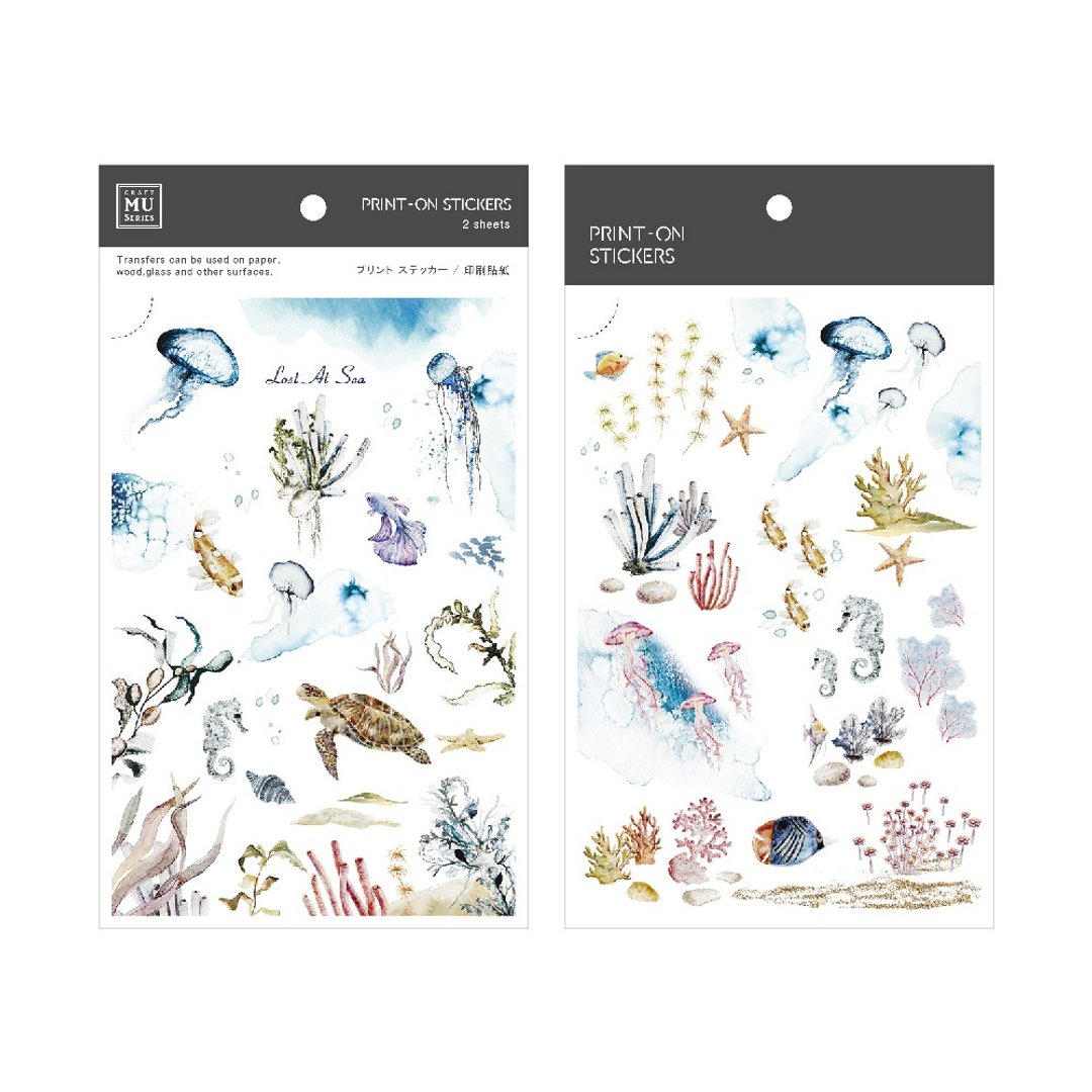 【Print-On Stickers 转印贴纸】no.98.沁蓝深海 | 插画师系列 - 贴纸 - 其他材质 蓝色