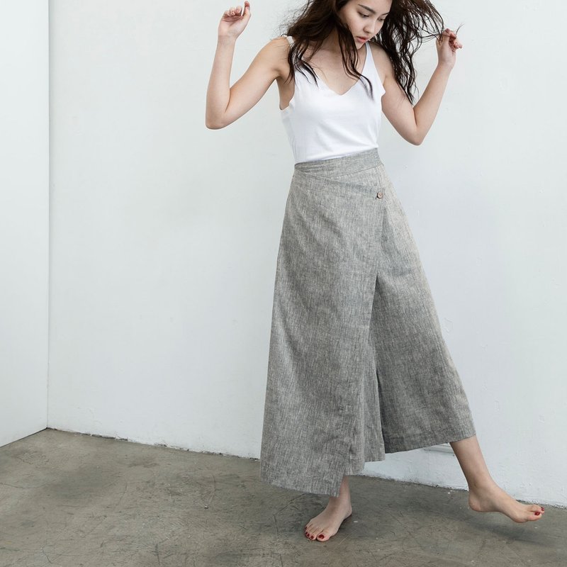 手工棉麻低档裤裙 - 麻绿 - 女装长裤 - 棉．麻 绿色