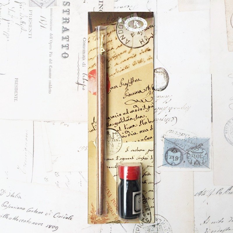 PRO/1 意大利木杆沾水笔墨水实用轻巧包 | Francesco Rubinato - 蘸水笔 - 木头 卡其色