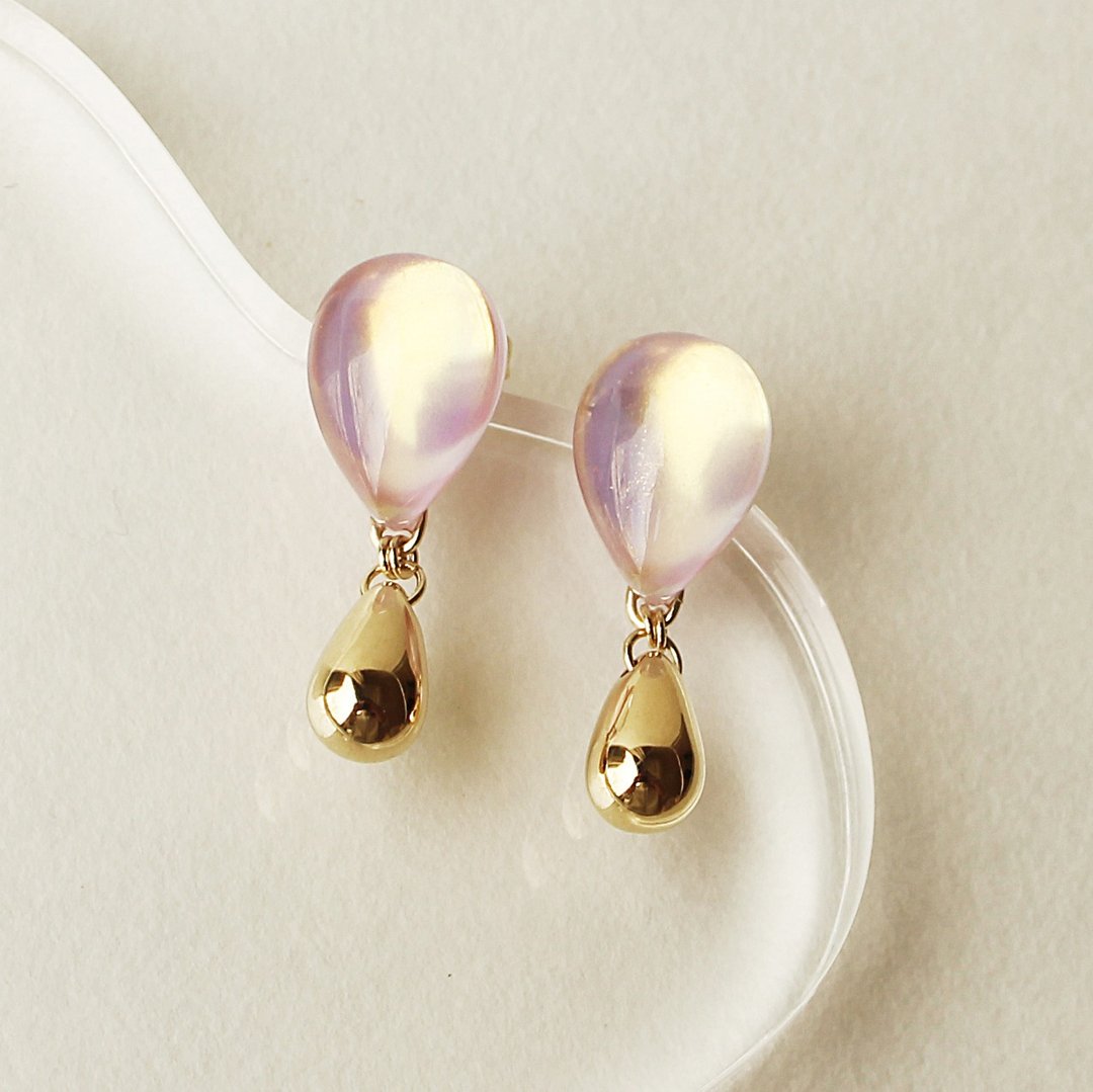 Aurora Double Tier Earrings/ Clip-On - 耳环/耳夹 - 树脂 粉红色