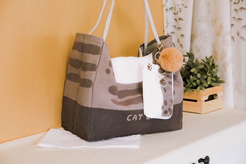 【生日礼物】白底虎斑猫纹包 文艺慵懒侧背包百搭休闲 圣诞礼物 - 侧背包/斜挎包 - 聚酯纤维 