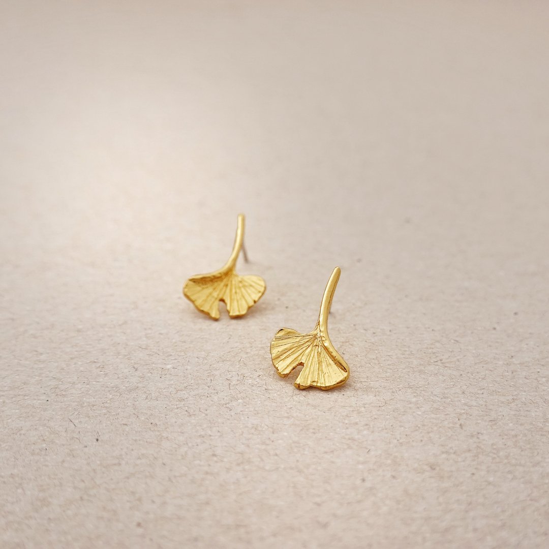 Ginkgo | 秋冬限定银杏耳环 - 耳环/耳夹 - 纯银 