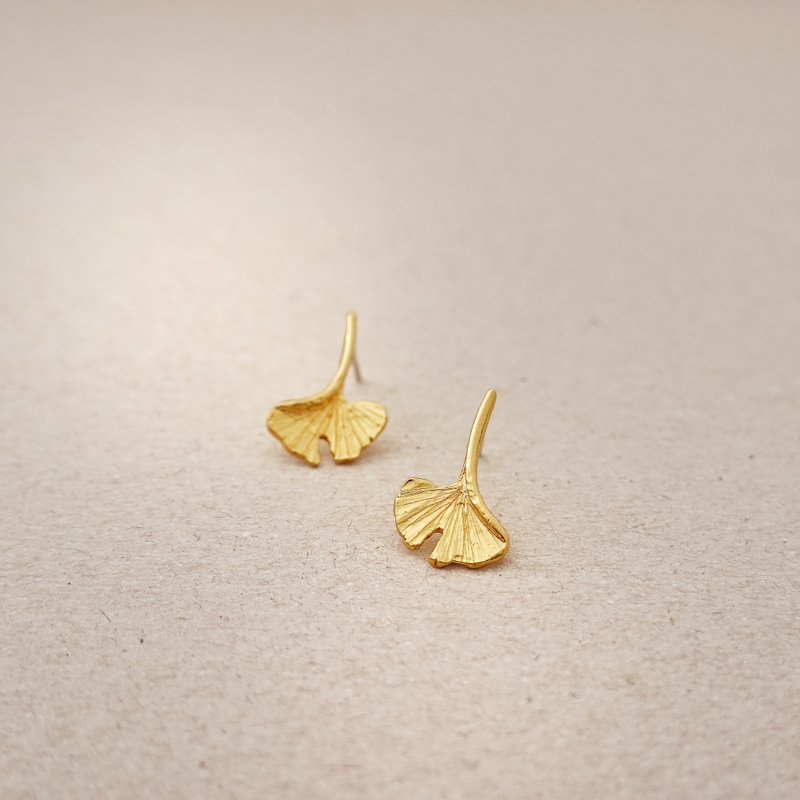 Ginkgo | 秋冬限定银杏耳环 - 耳环/耳夹 - 纯银 